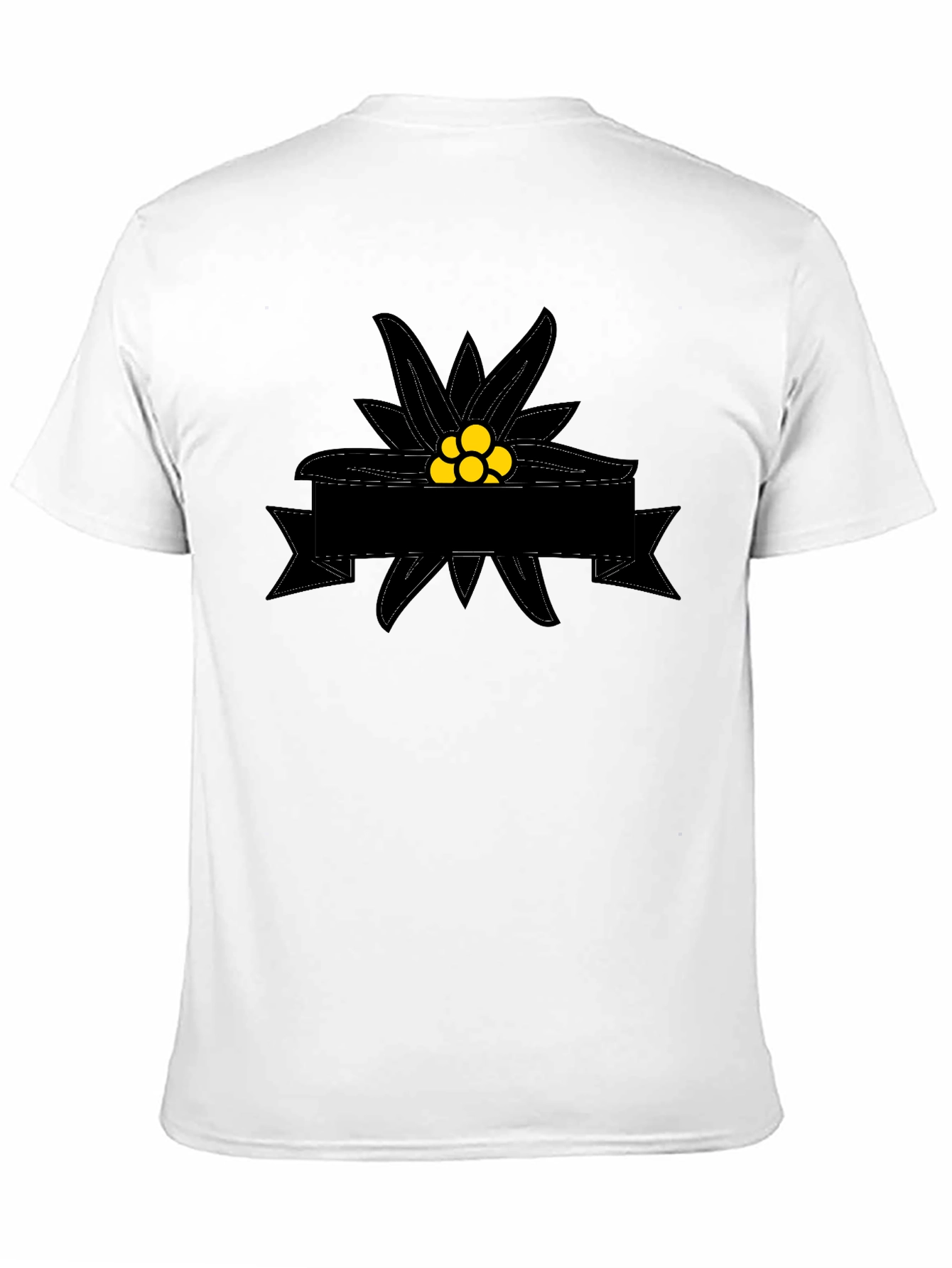 Edelweiss Flower Graphic Tee - Black Cotton T-Shirt