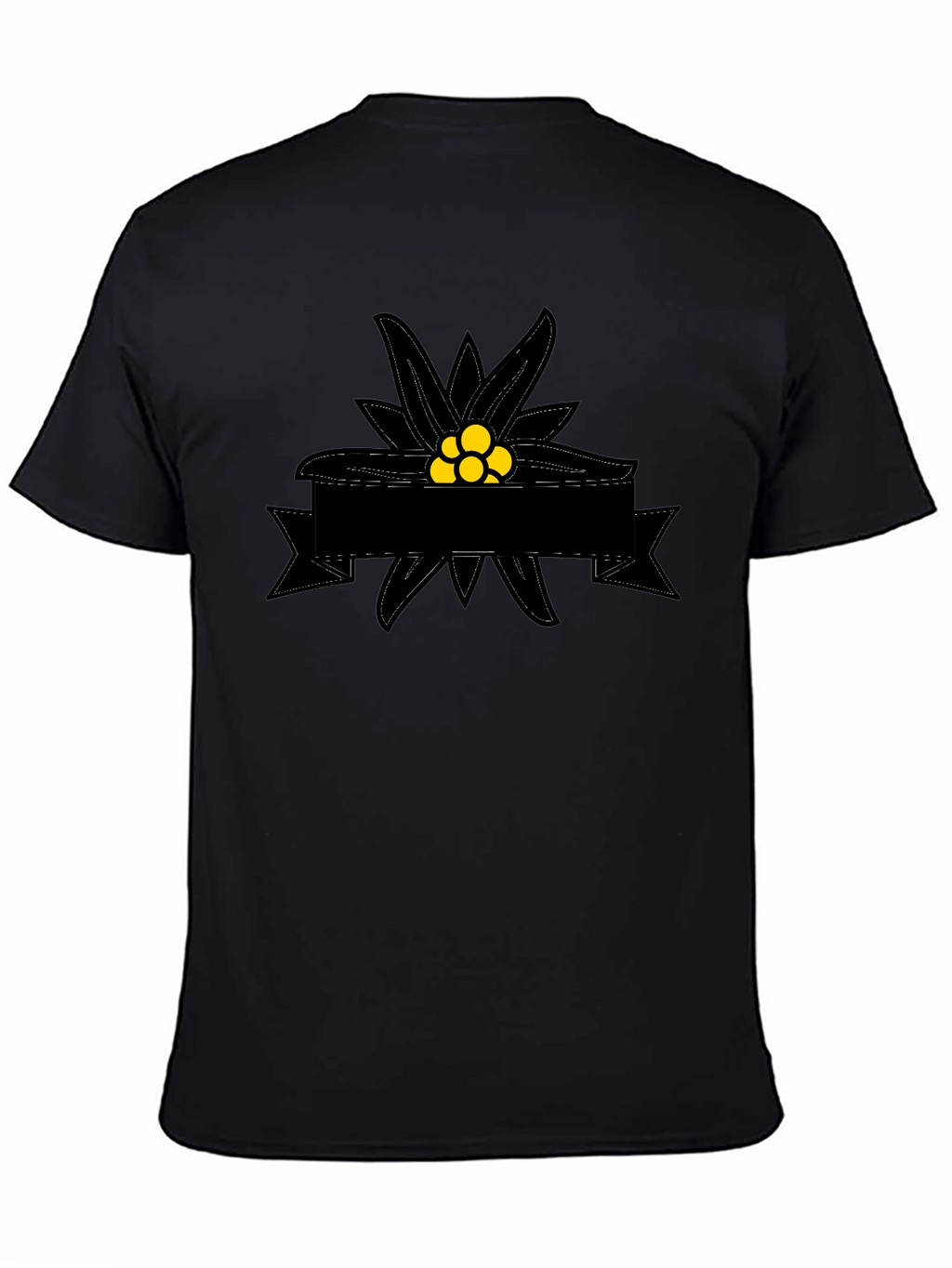 Edelweiss Flower Graphic Tee - Black Cotton T-Shirt