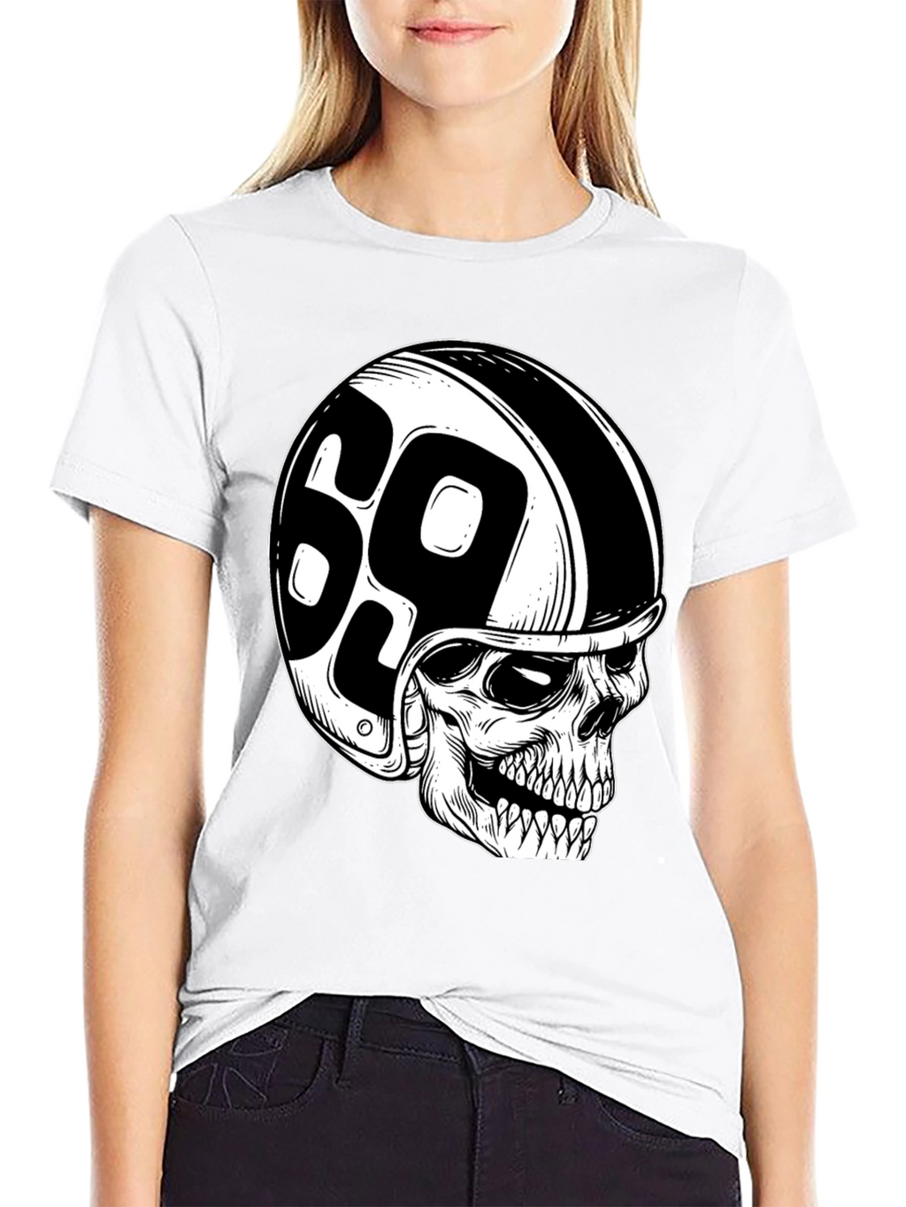 Skull 69 Helmet T-Shirt - Mens Black Tee