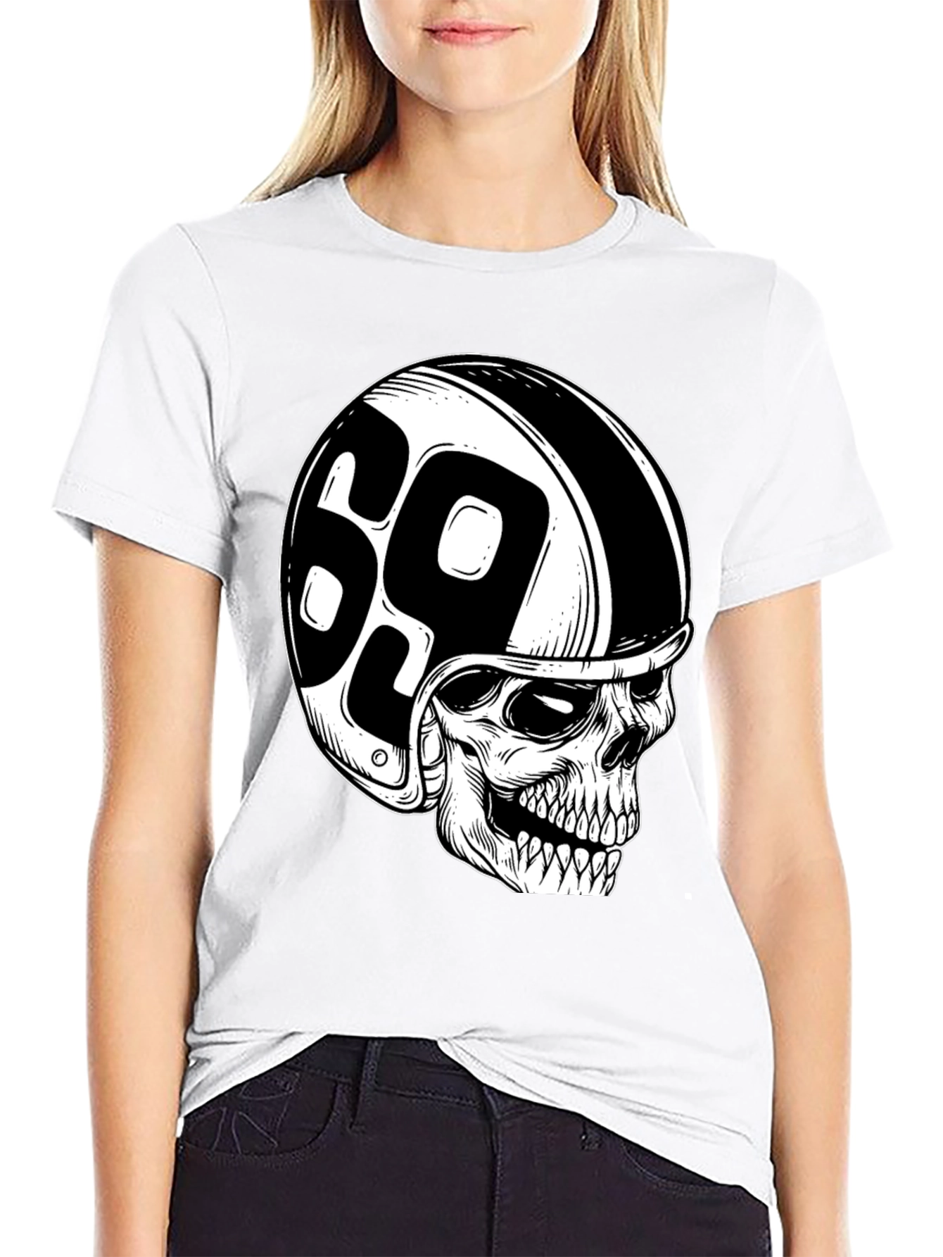 Skull 69 Helmet T-Shirt - Mens Black Tee