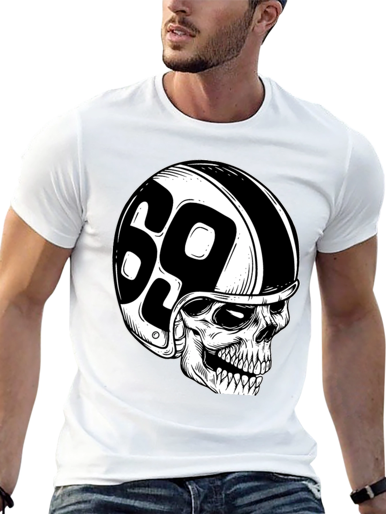 Skull 69 Helmet T-Shirt - Mens Black Tee