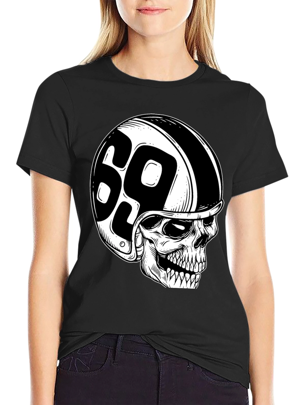 Skull 69 Helmet T-Shirt - Mens Black Tee