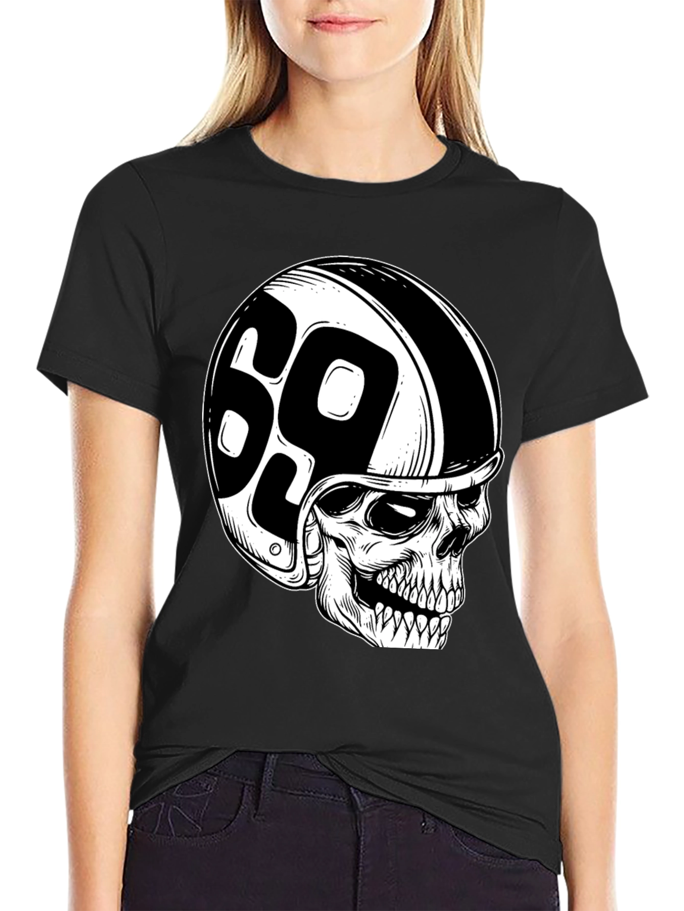 Skull 69 Helmet T-Shirt - Mens Black Tee