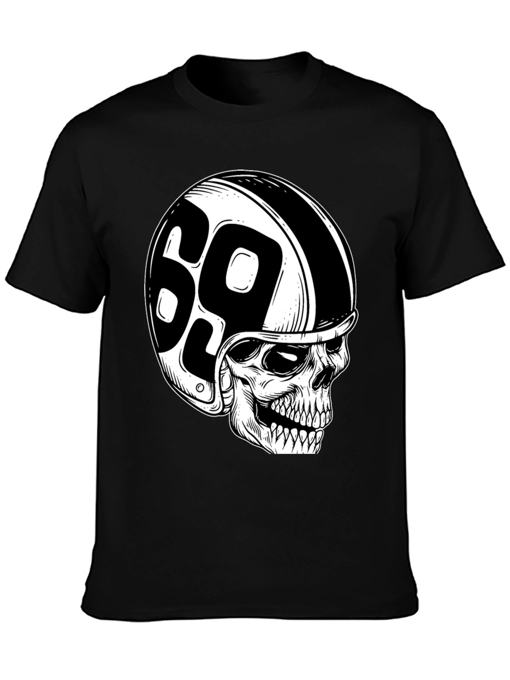 Skull 69 Helmet T-Shirt - Mens Black Tee