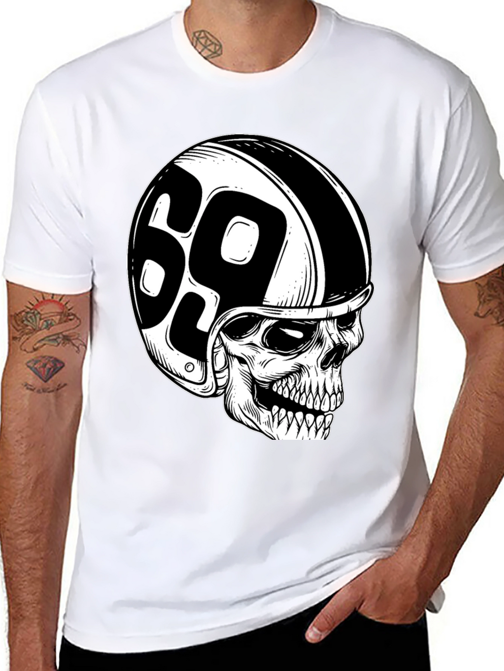 Skull 69 Helmet T-Shirt - Mens Black Tee