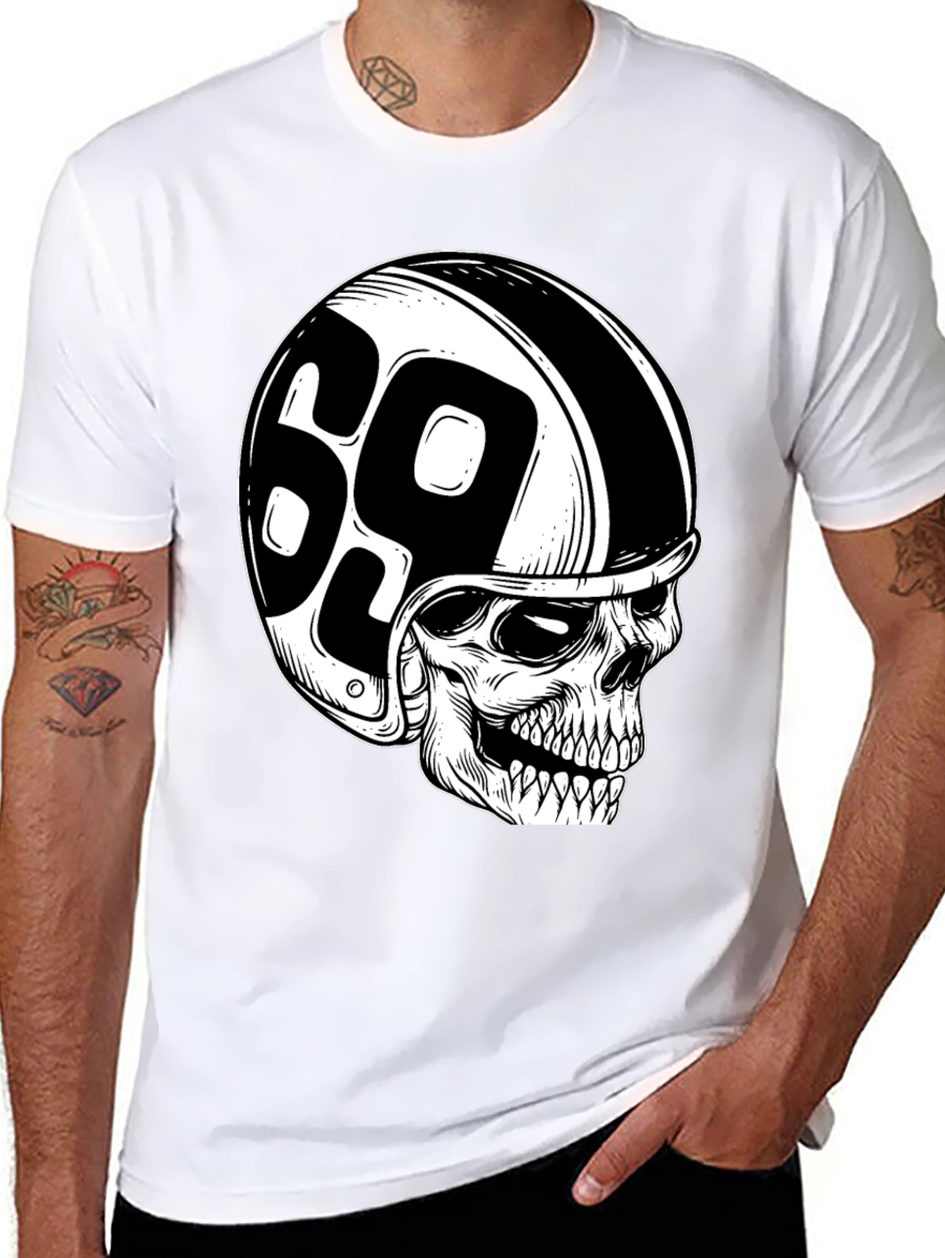 Skull 69 Helmet T-Shirt - Mens Black Tee
