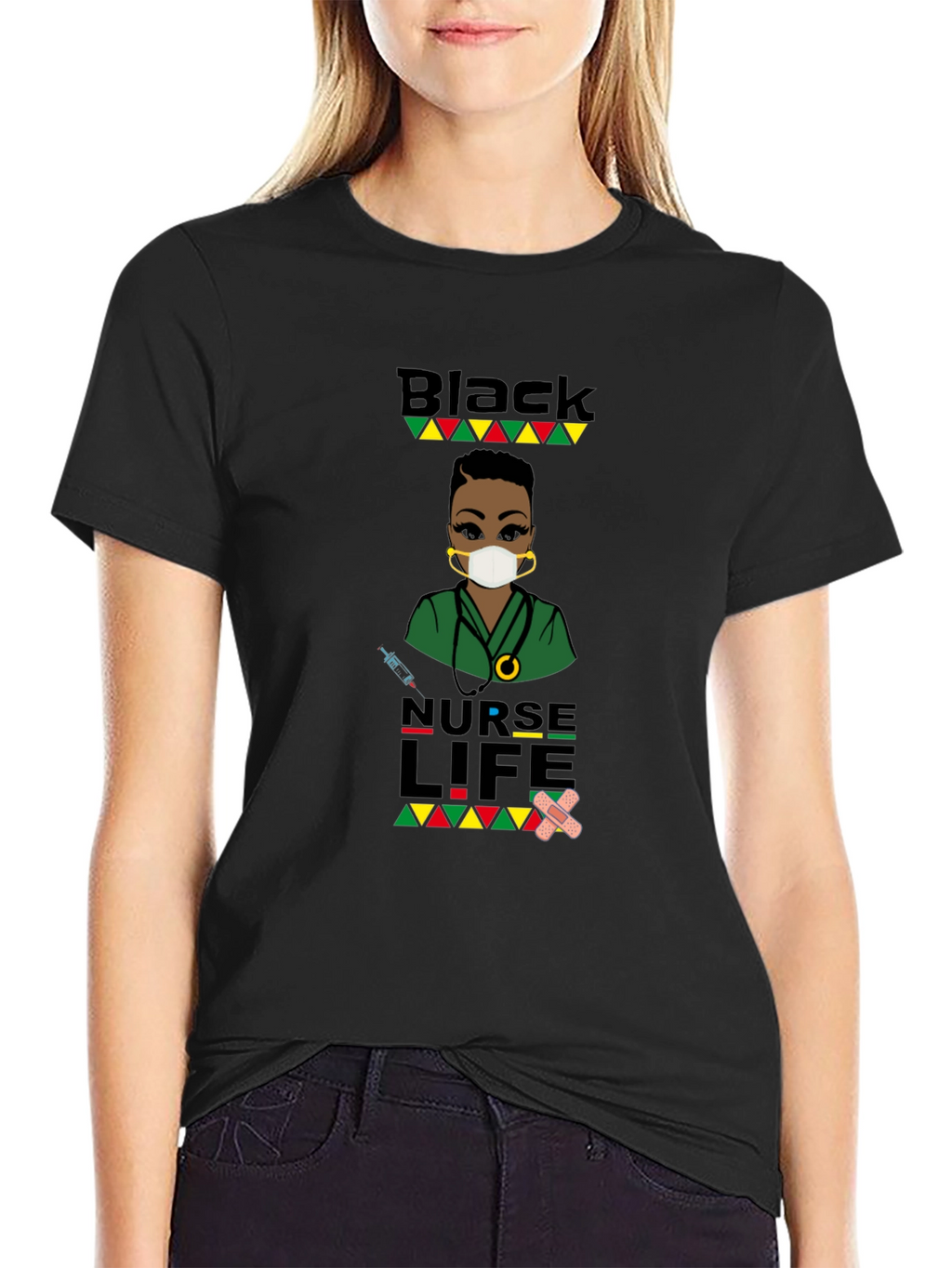 Black Nurse Life Graphic T-Shirt