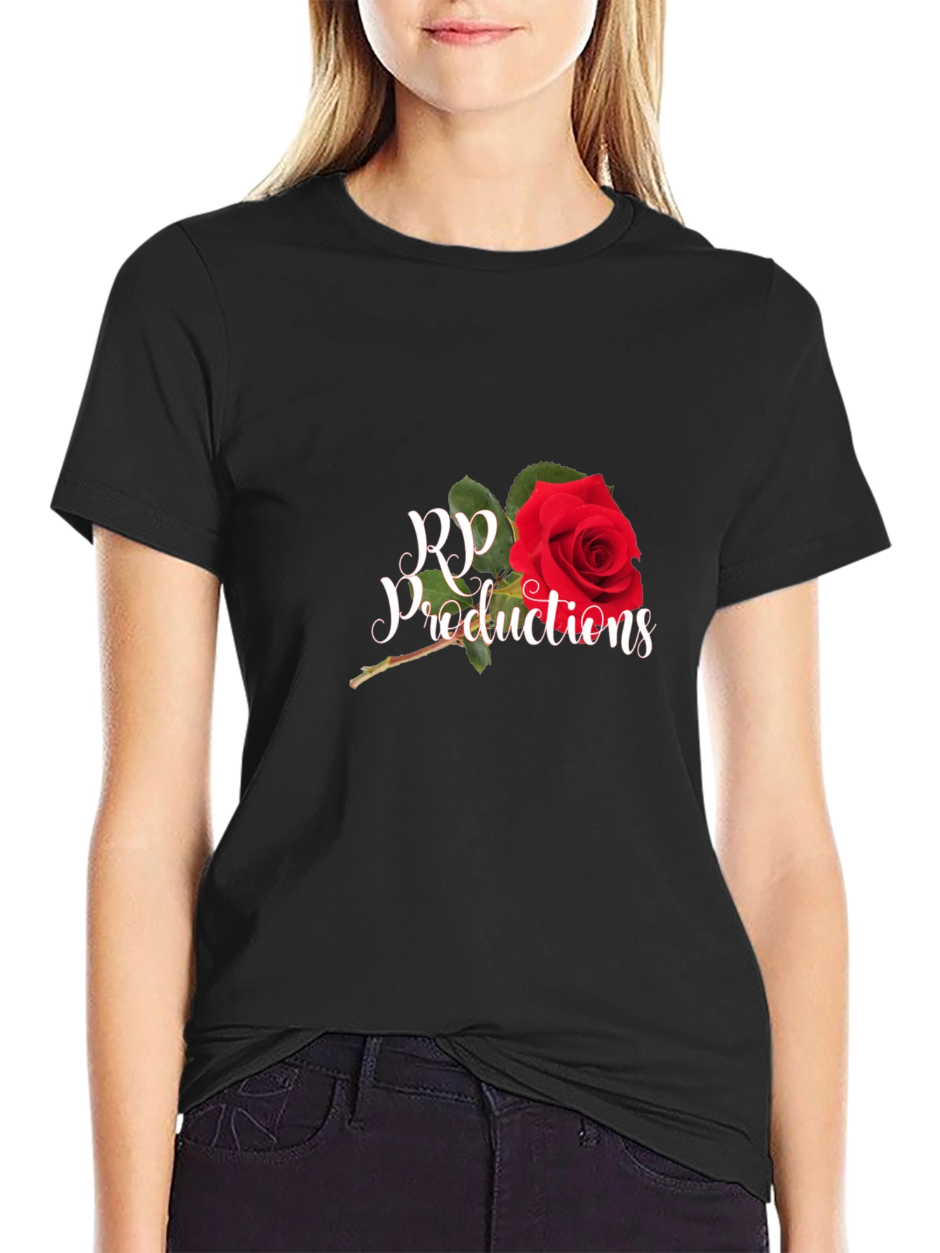 RP Productions Rose Graphic Black T-Shirt
