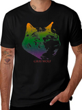 Gray Wolf Graphic Print T-Shirt