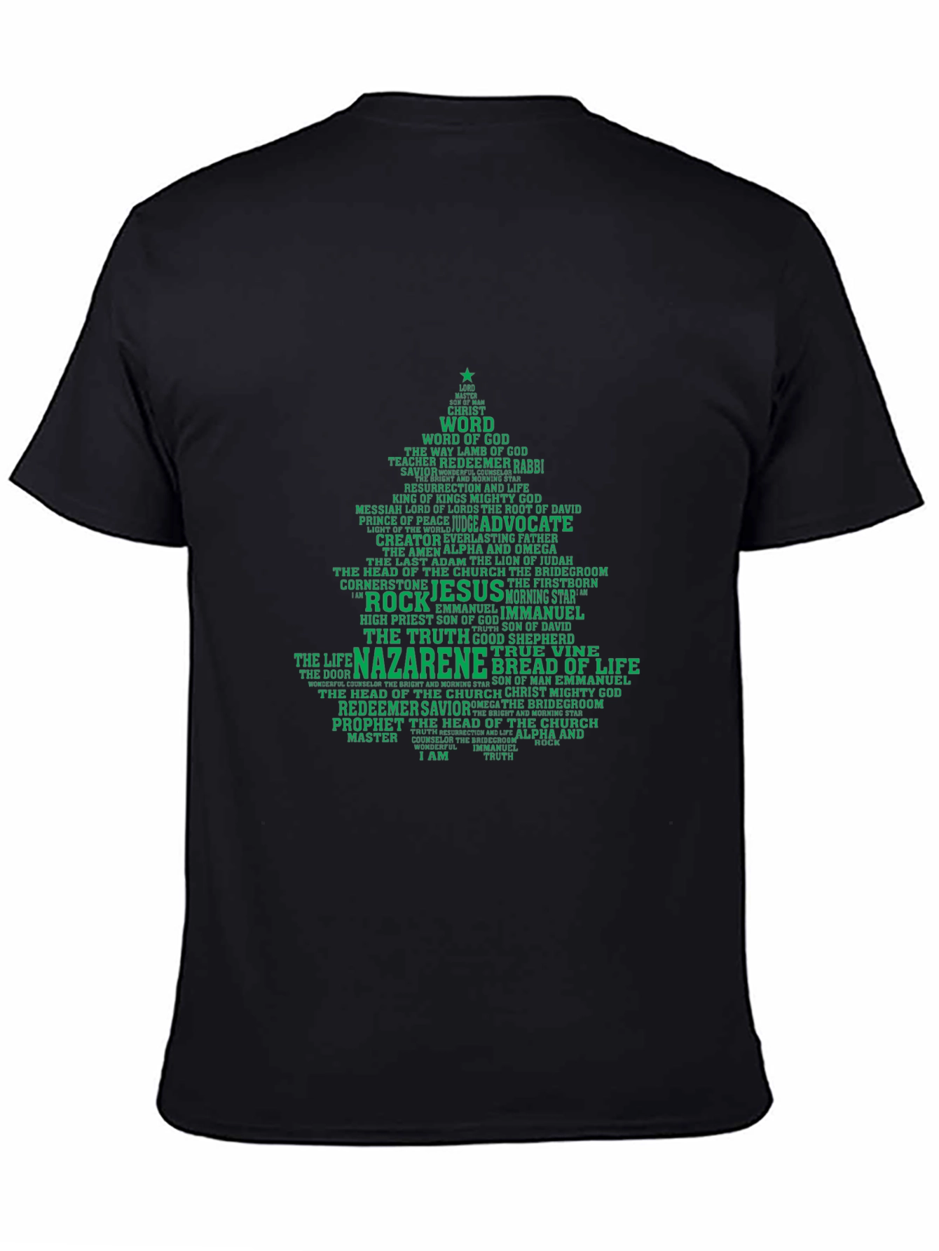 Christian Christmas Tree Word Art T-Shirt