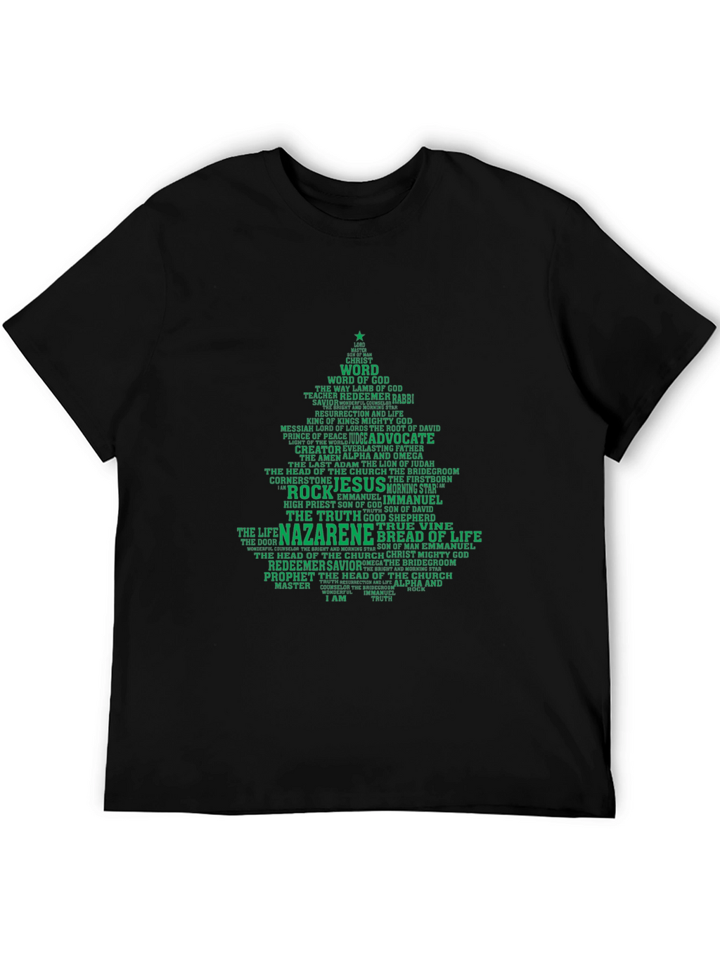 Christian Christmas Tree Word Art T-Shirt