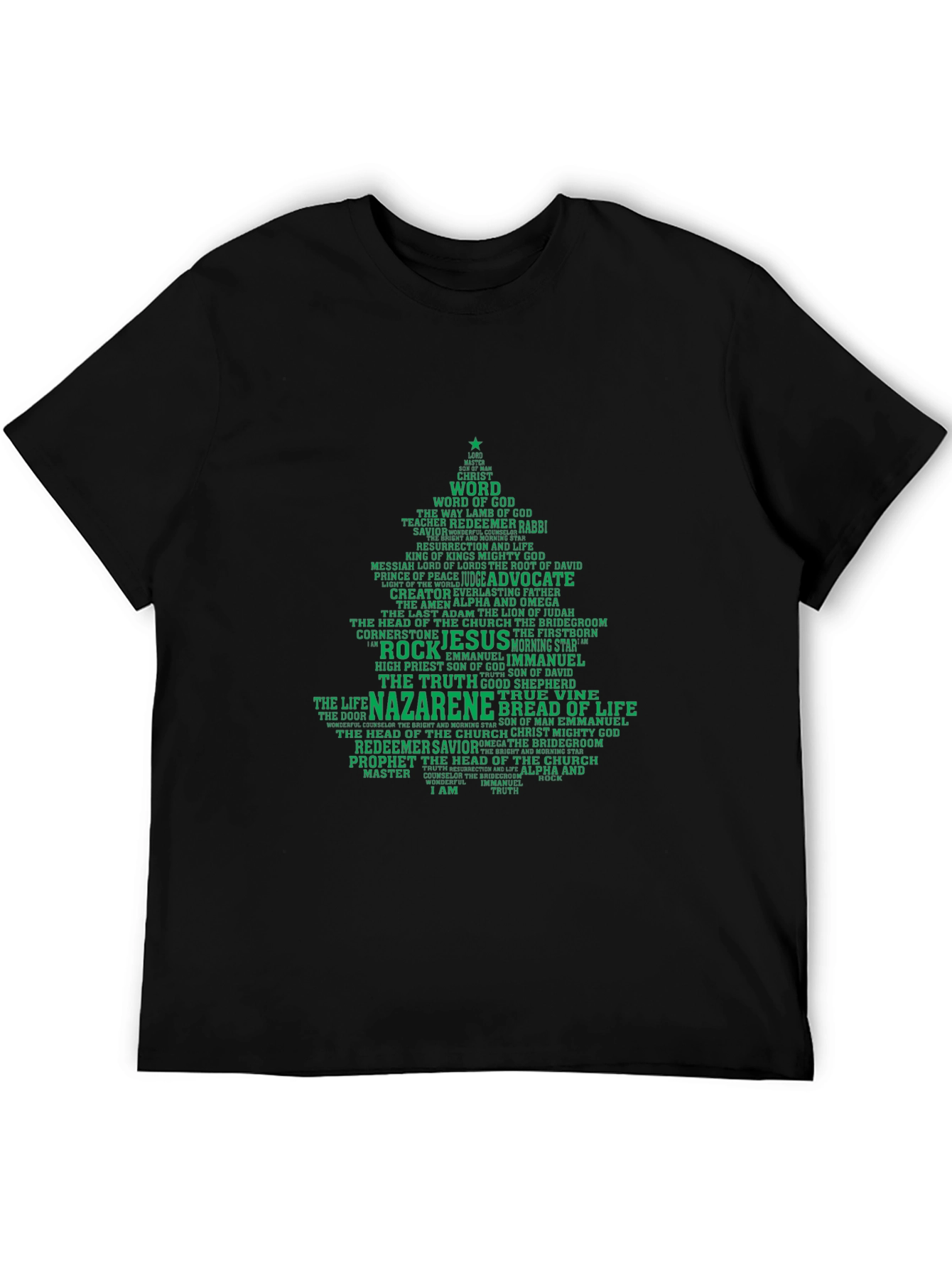 Christian Christmas Tree Word Art T-Shirt