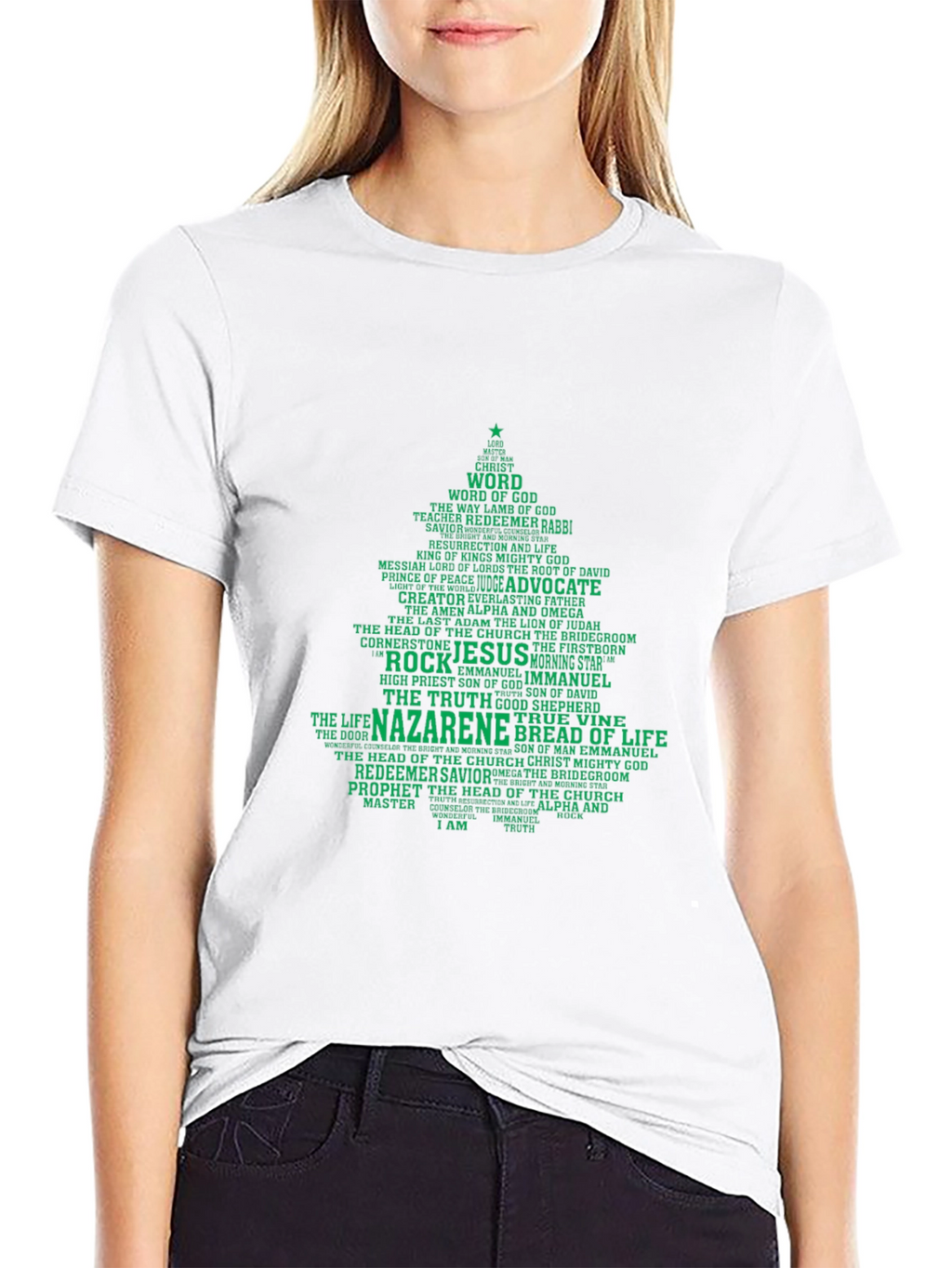 Christian Christmas Tree Word Art T-Shirt