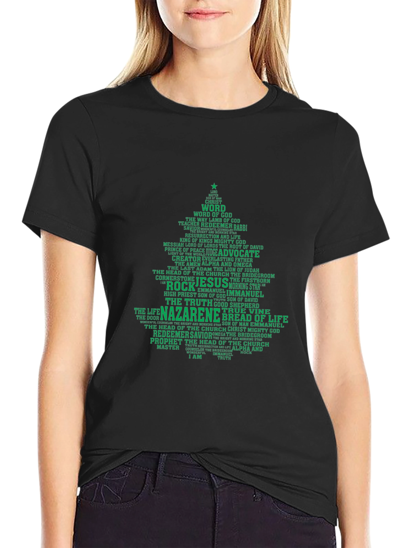 Christian Christmas Tree Word Art T-Shirt