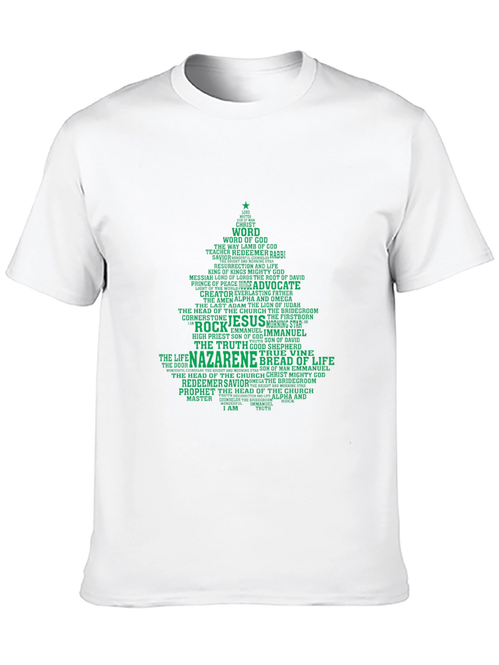 Christian Christmas Tree Word Art T-Shirt