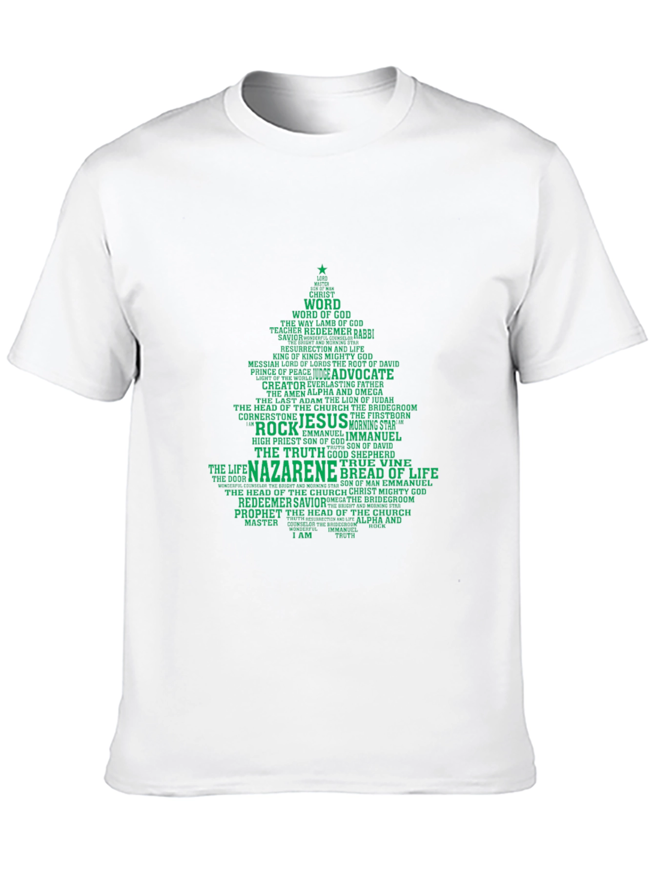 Christian Christmas Tree Word Art T-Shirt