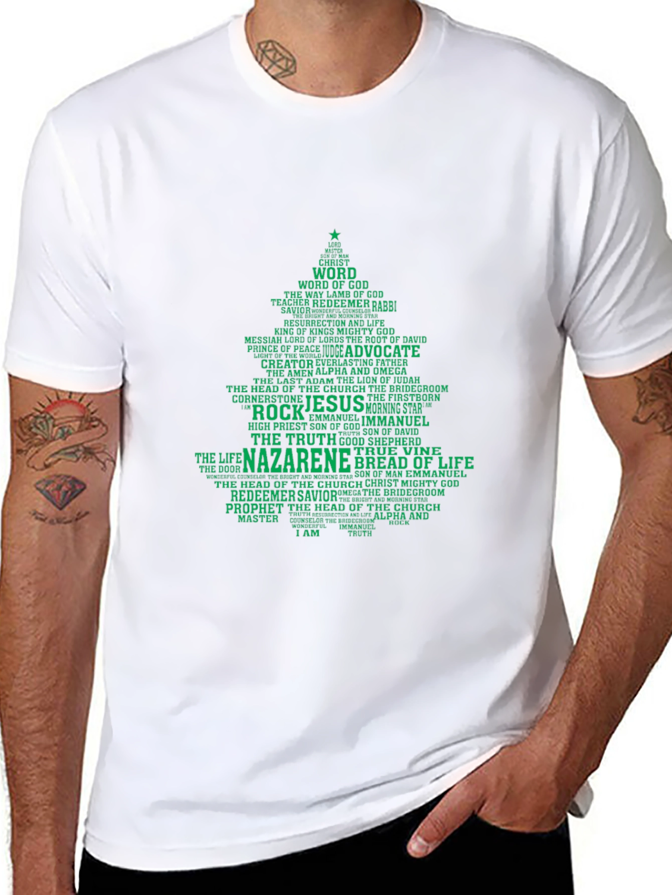 Christian Christmas Tree Word Art T-Shirt