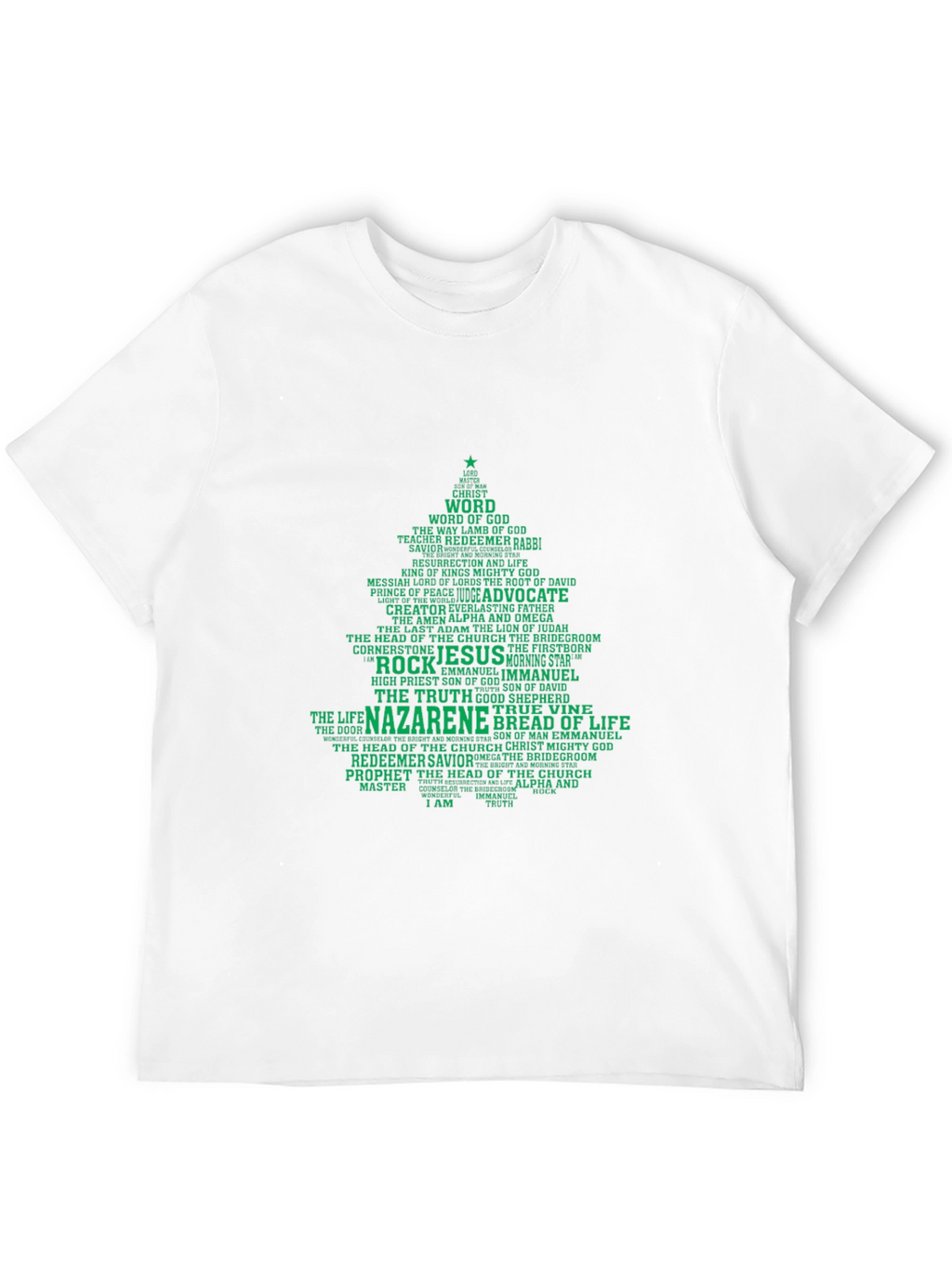Christian Christmas Tree Word Art T-Shirt