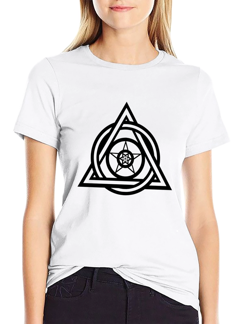 Geometric Symbol Graphic Tee - Black Casual Shirt