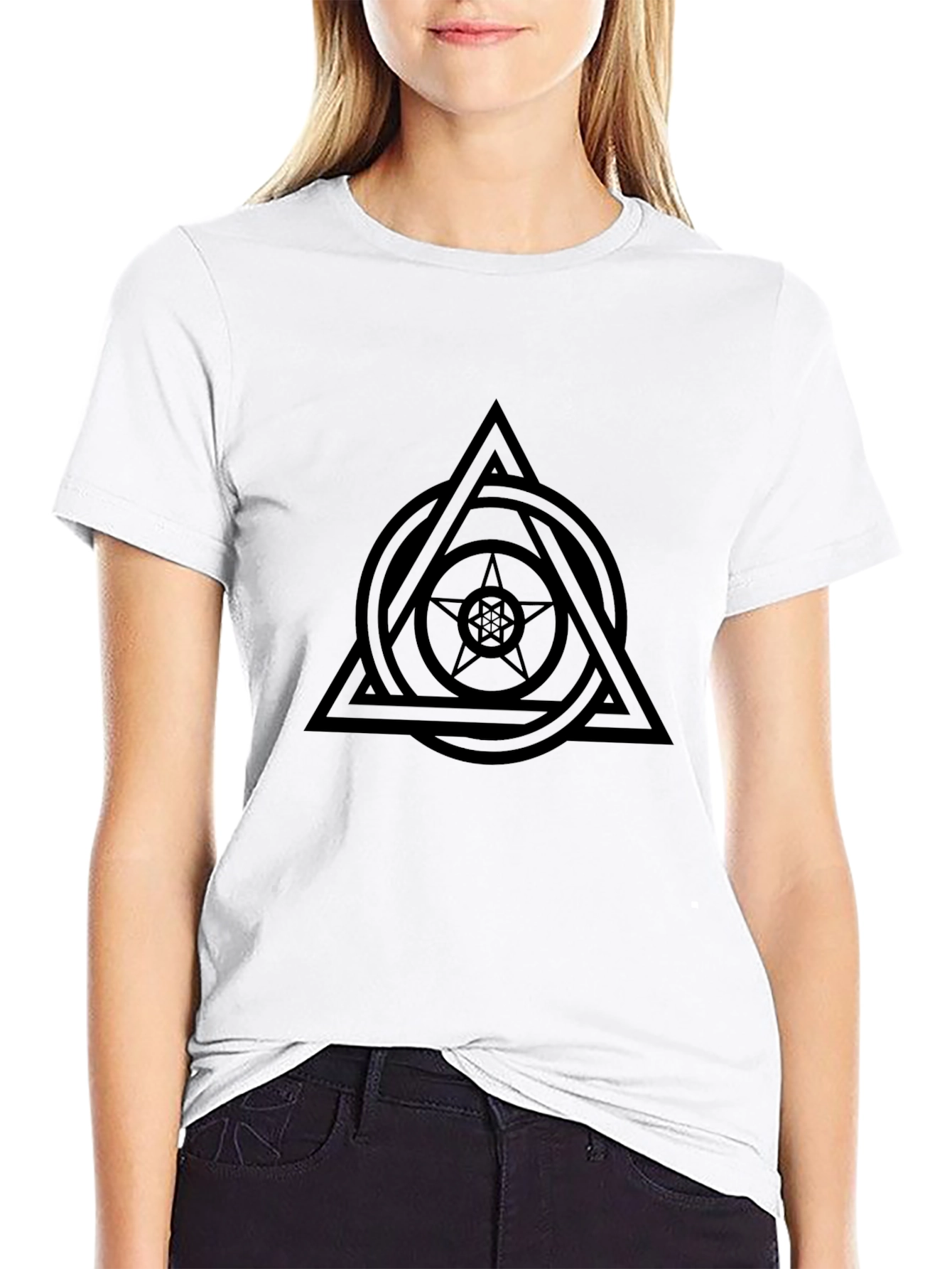 Geometric Symbol Graphic Tee - Black Casual Shirt