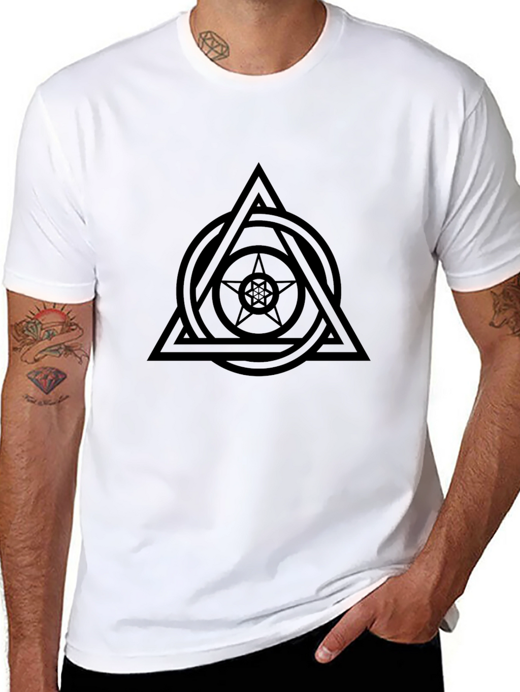 Geometric Symbol Graphic Tee - Black Casual Shirt