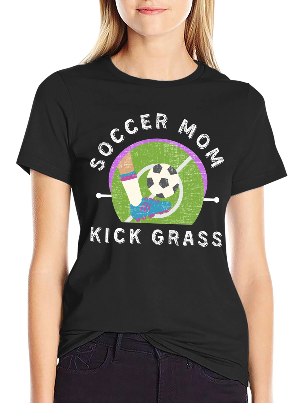 Soccer Mom Kick Grass Graphic T-Shirt