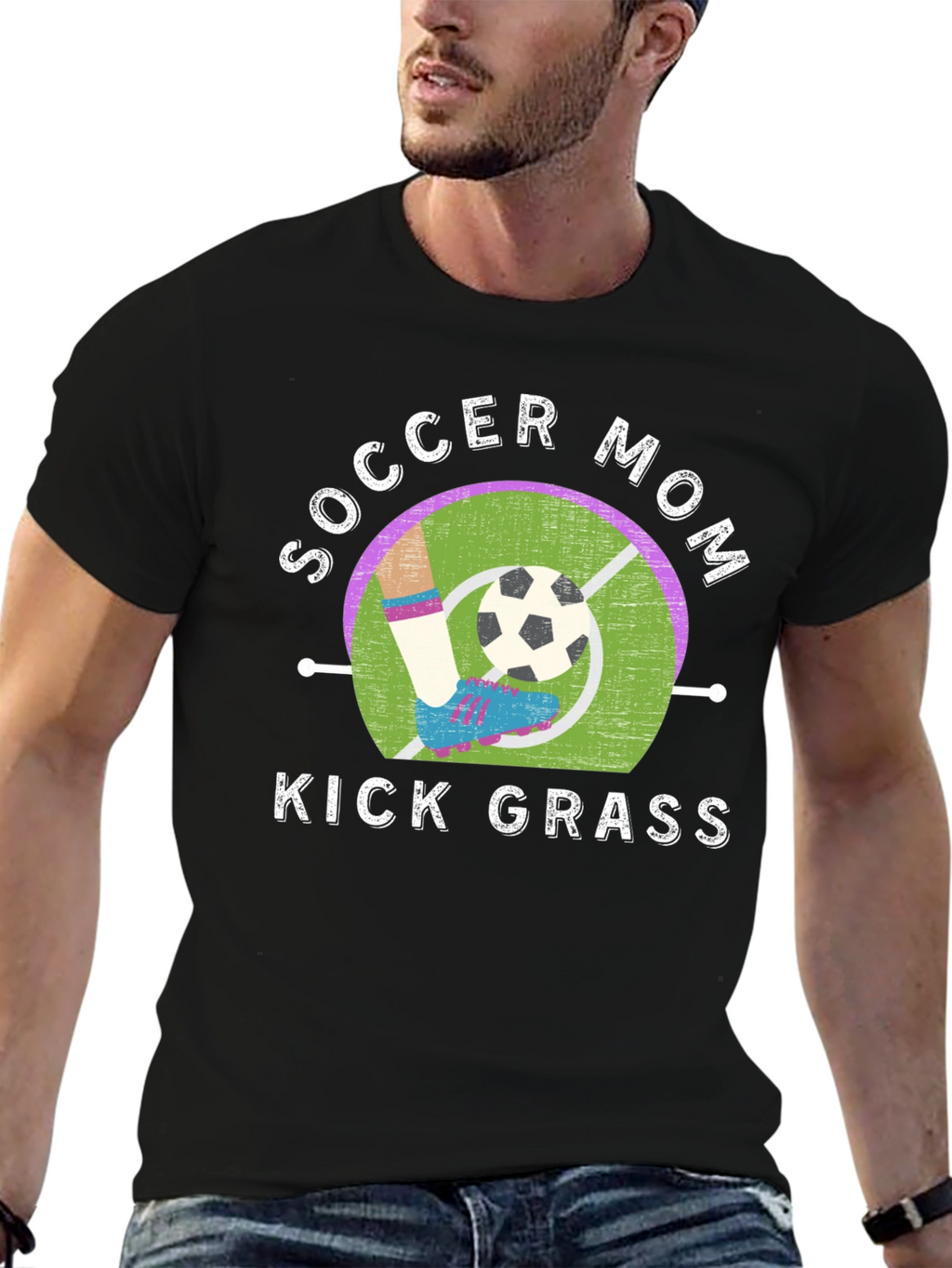 Soccer Mom Kick Grass Graphic T-Shirt
