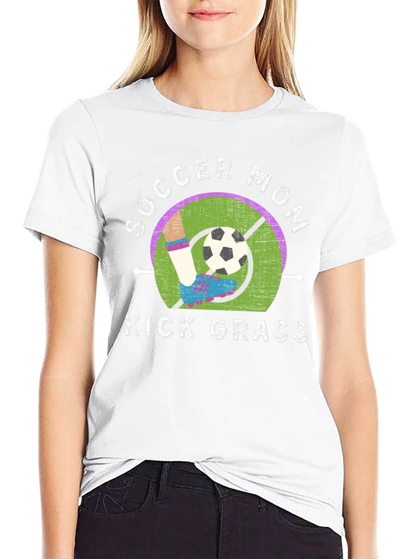 Soccer Mom Kick Grass Graphic T-Shirt