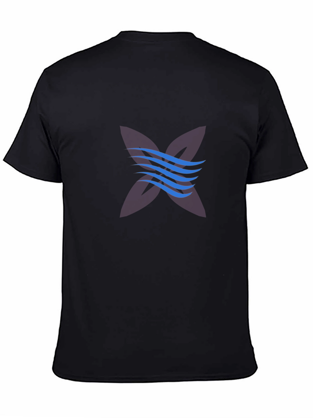 Black Graphic Tee with Abstract Wave Design