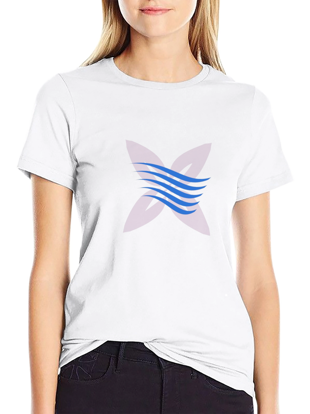 Black Graphic Tee with Abstract Wave Design