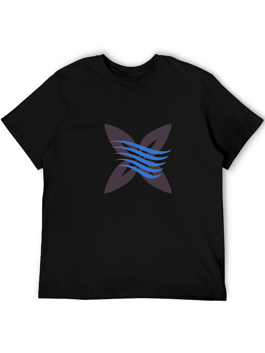 Black Graphic Tee with Abstract Wave Design