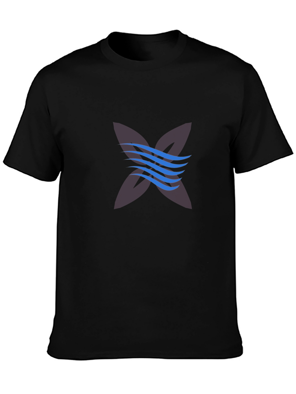 Black Graphic Tee with Abstract Wave Design