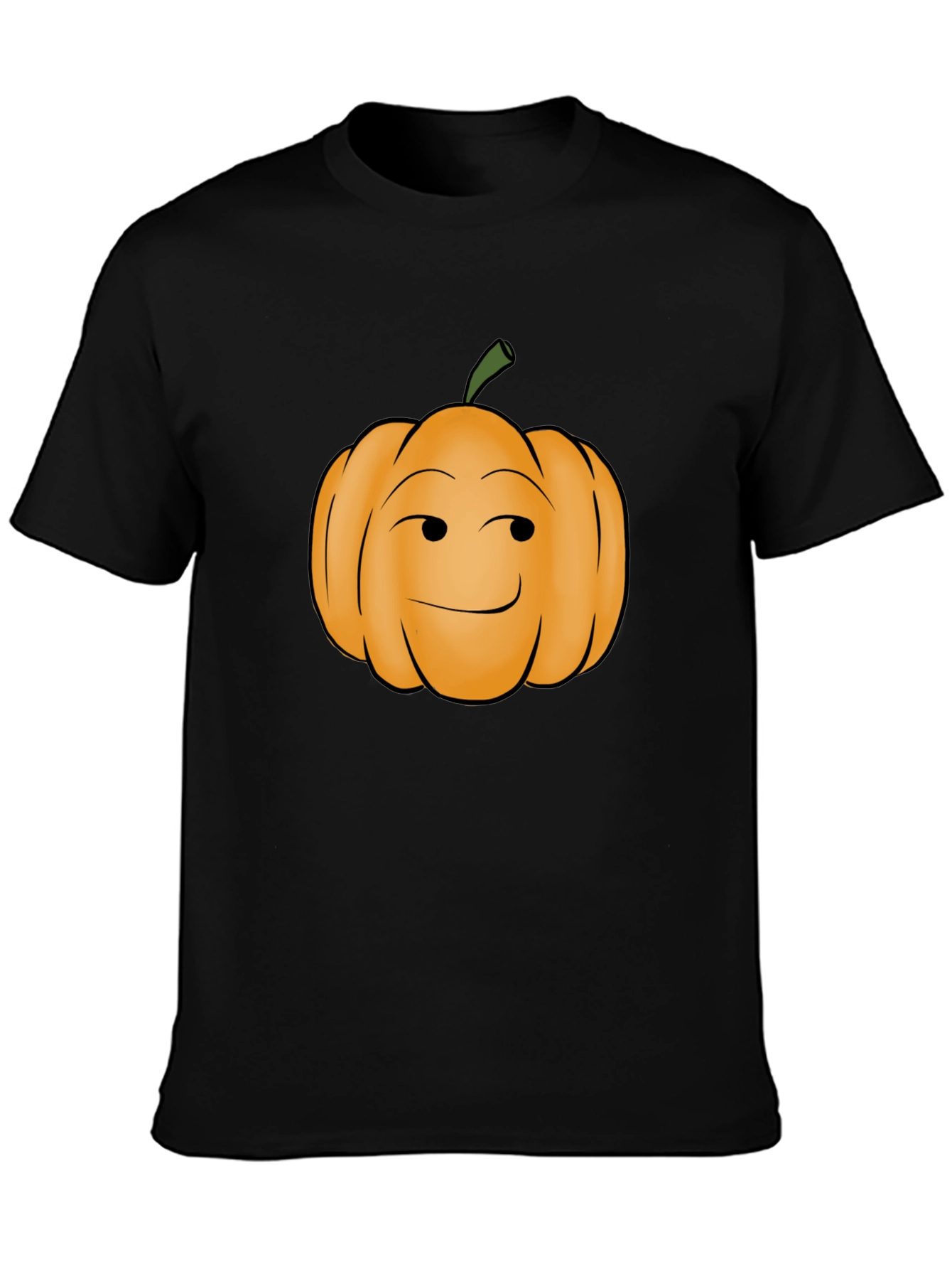 Smirking Pumpkin Graphic Tee - Black Cotton T-Shirt