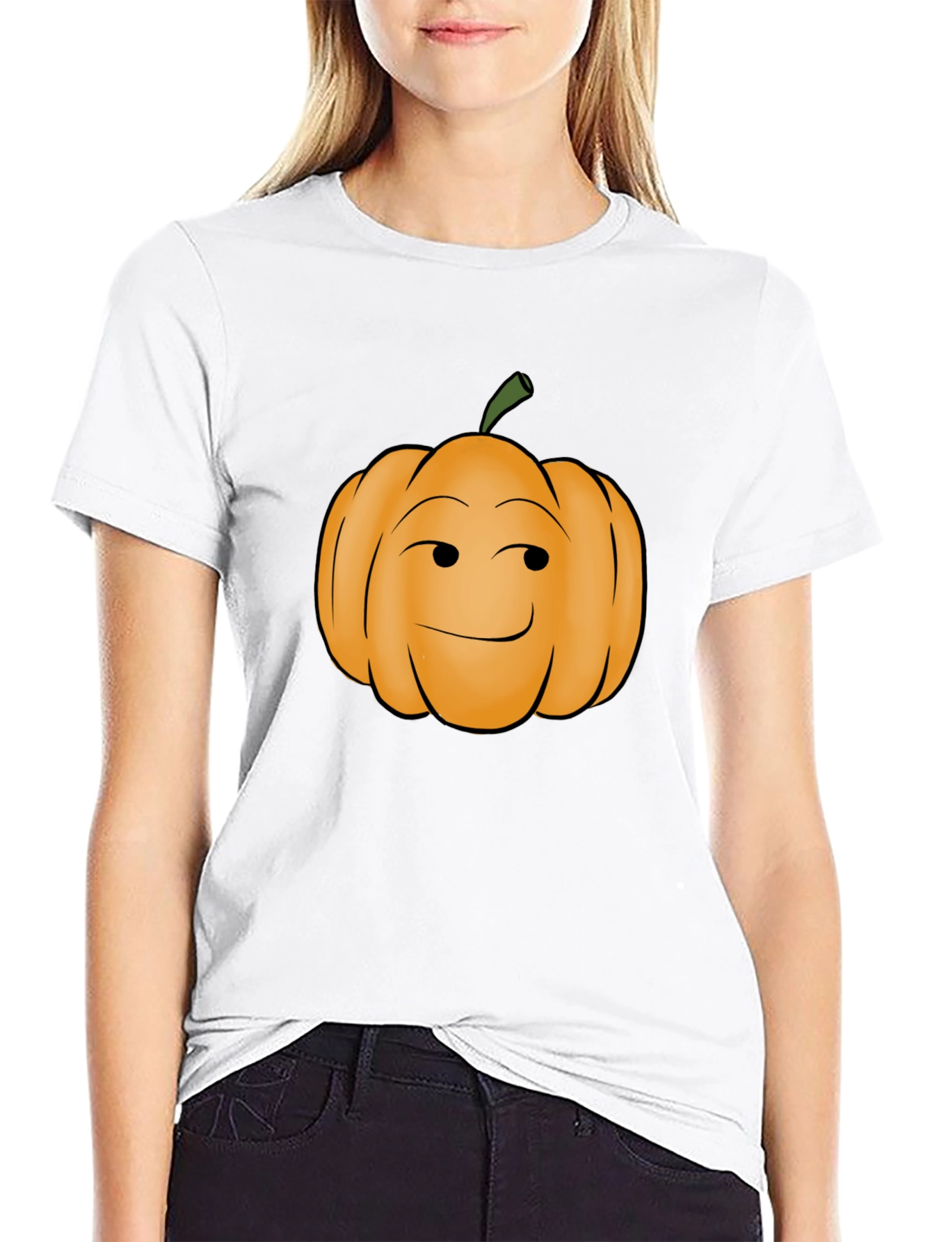 Smirking Pumpkin Graphic Tee - Black Cotton T-Shirt