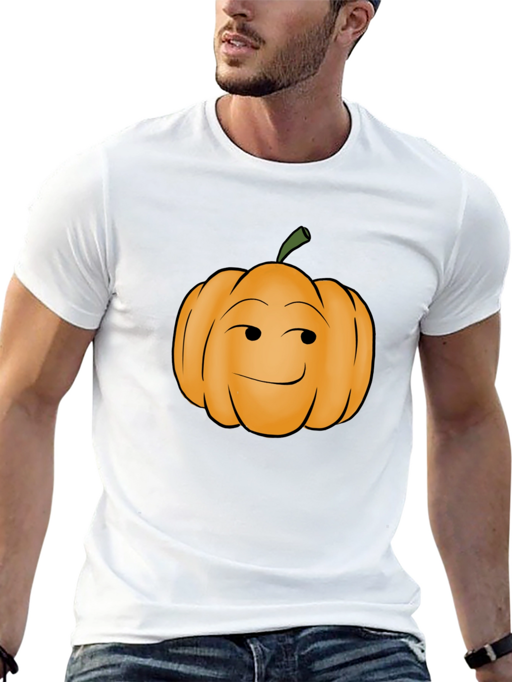 Smirking Pumpkin Graphic Tee - Black Cotton T-Shirt