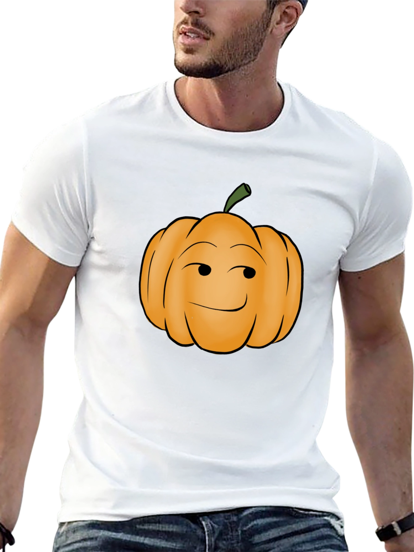 Smirking Pumpkin Graphic Tee - Black Cotton T-Shirt