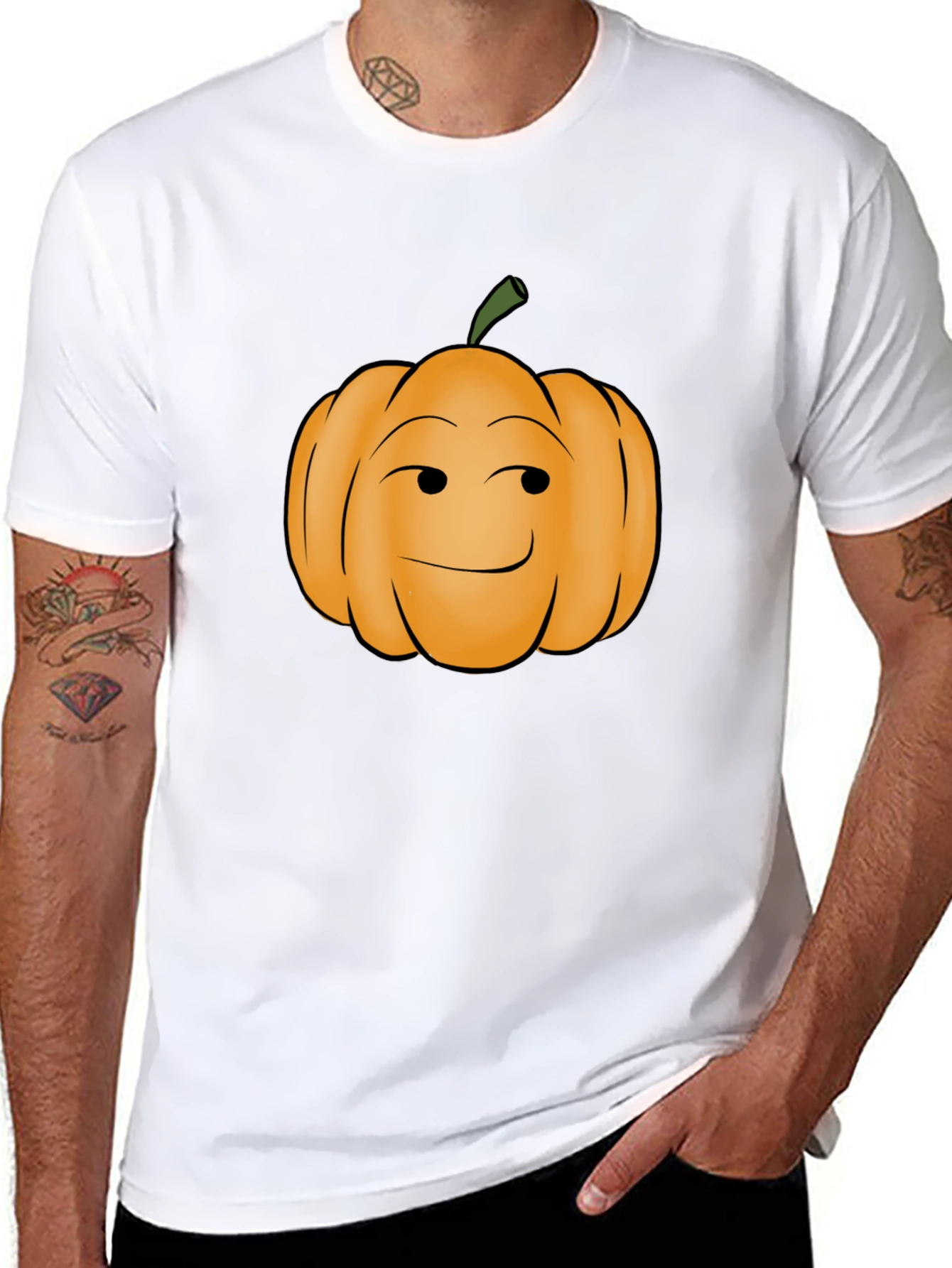 Smirking Pumpkin Graphic Tee - Black Cotton T-Shirt