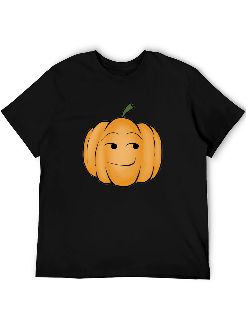 Smirking Pumpkin Graphic Tee - Black Cotton T-Shirt
