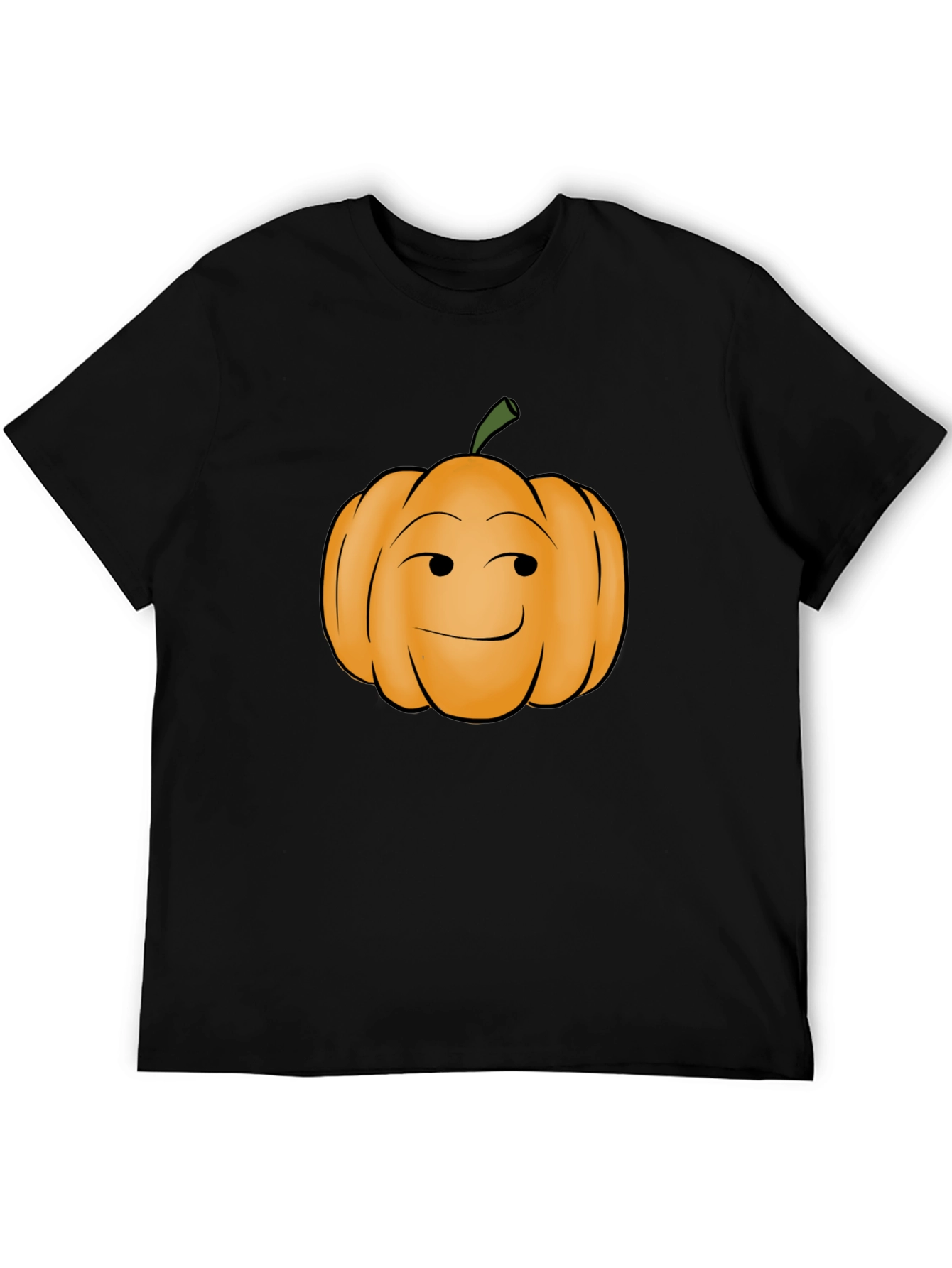 Smirking Pumpkin Graphic Tee - Black Cotton T-Shirt