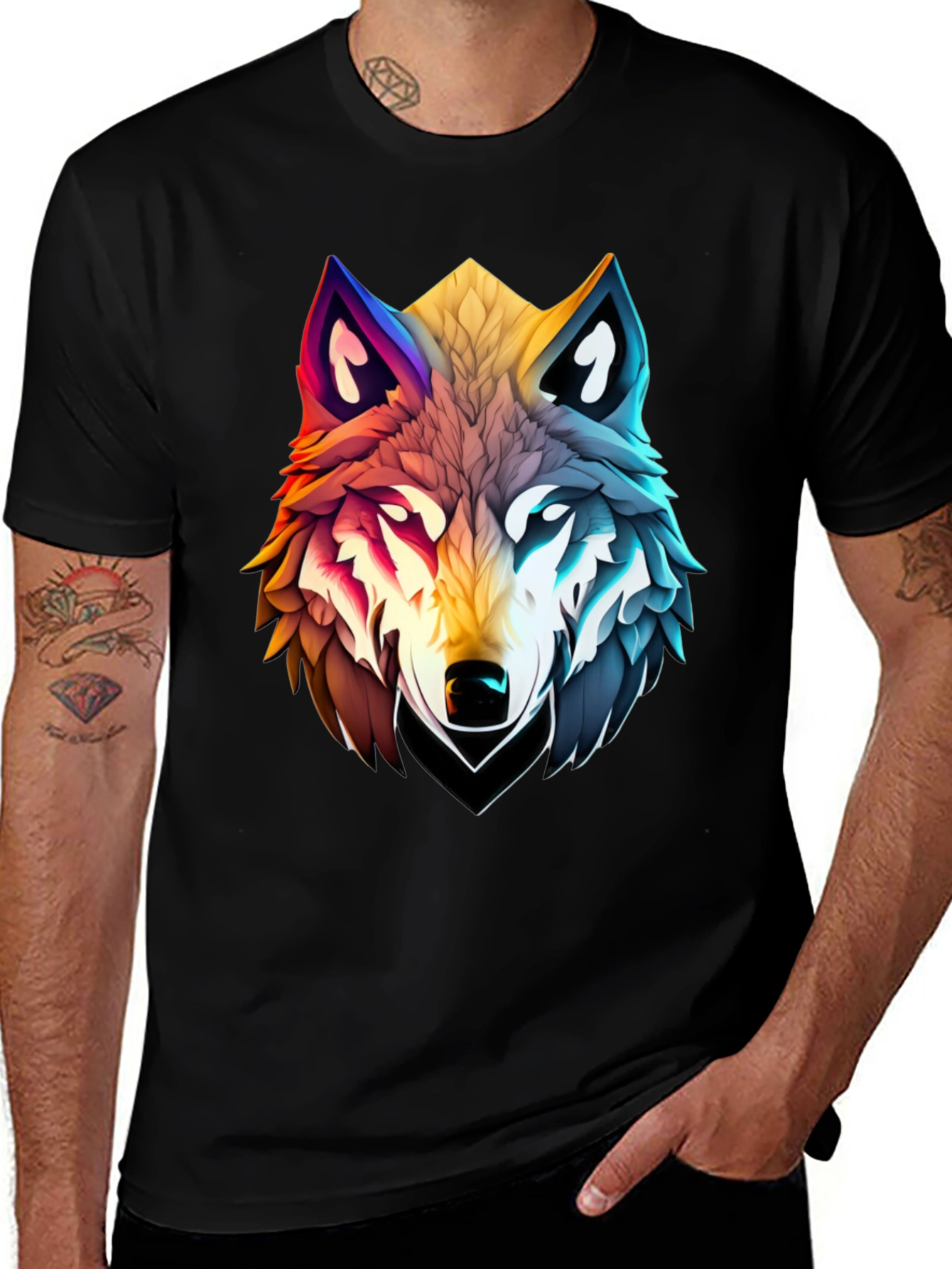 Colorful Wolf Graphic Tee - Modern Fit