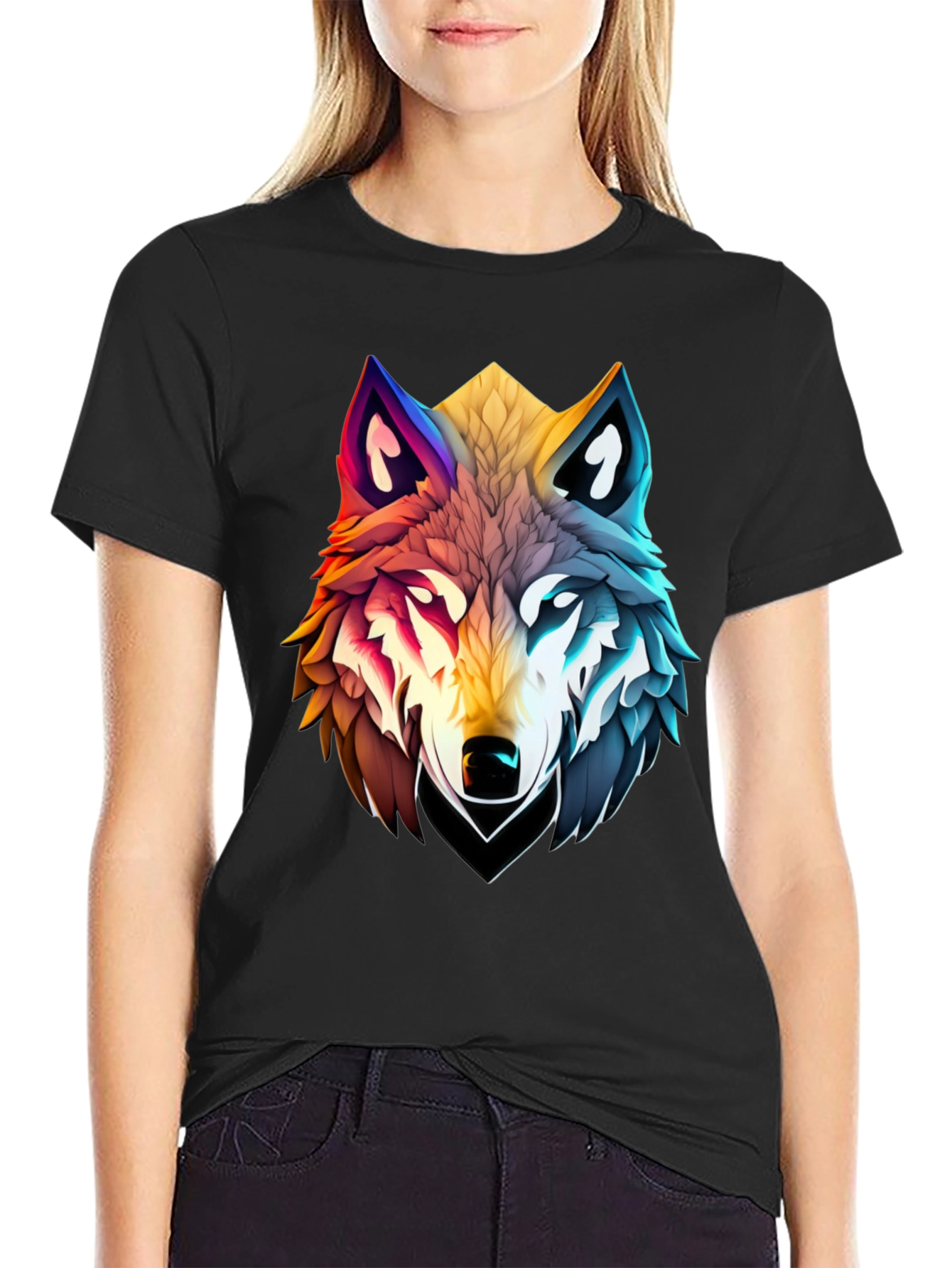 Colorful Wolf Graphic Tee - Modern Fit