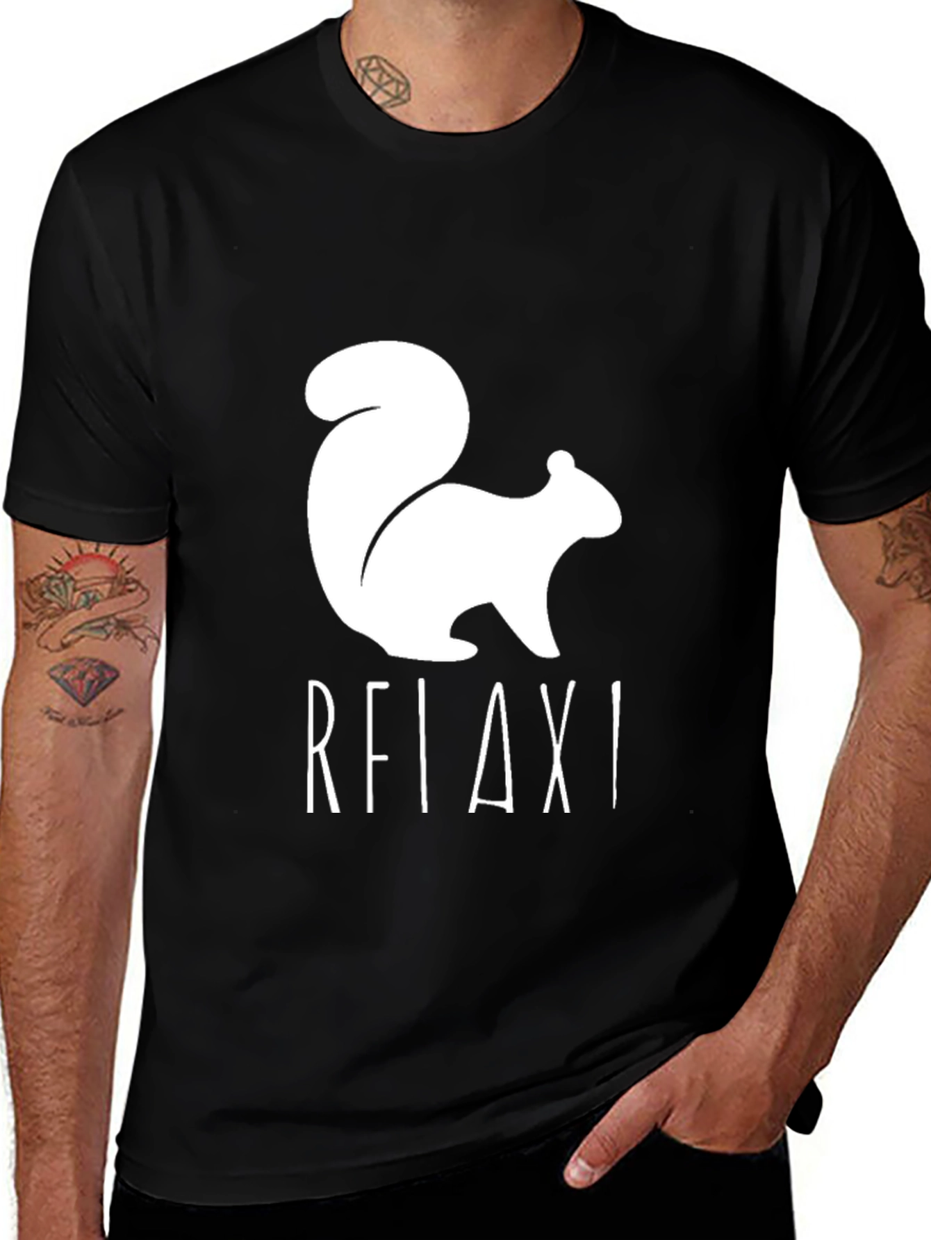 Relax! Squirrel Graphic Tee - Black
