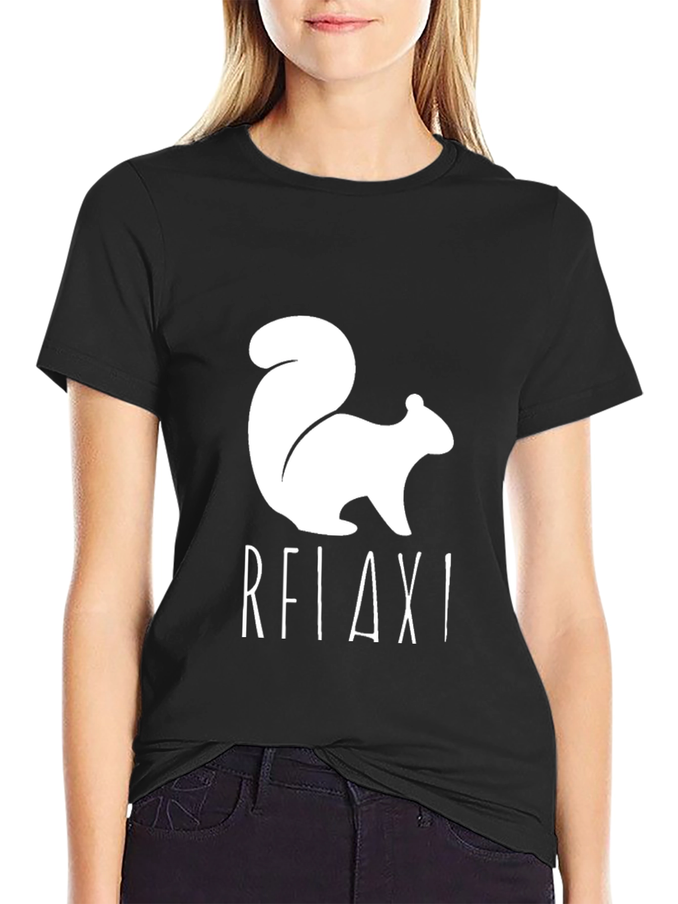 Relax! Squirrel Graphic Tee - Black