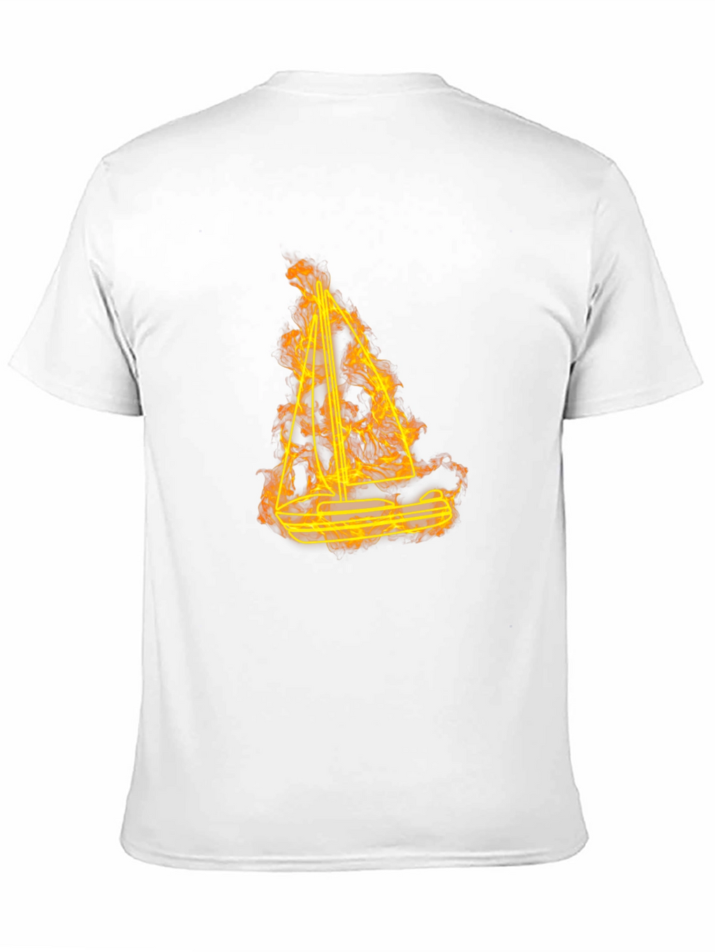 Flaming Sailboat Graphic Tee - Black Cotton Comfort