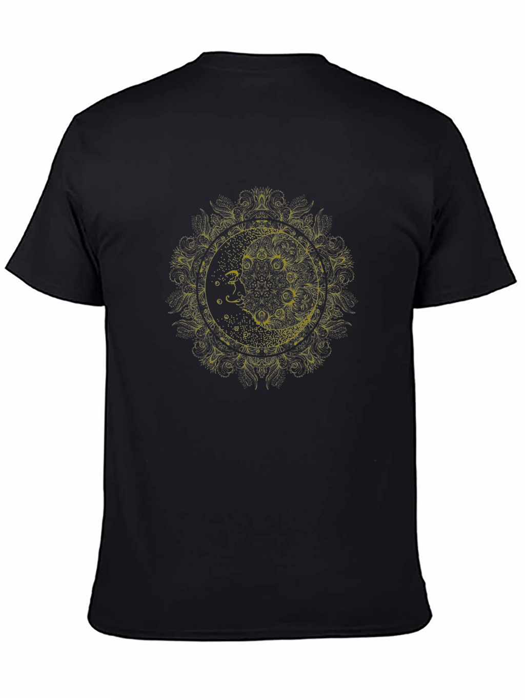 Lunar Mandala Graphic Tee - Soft Black Cotton