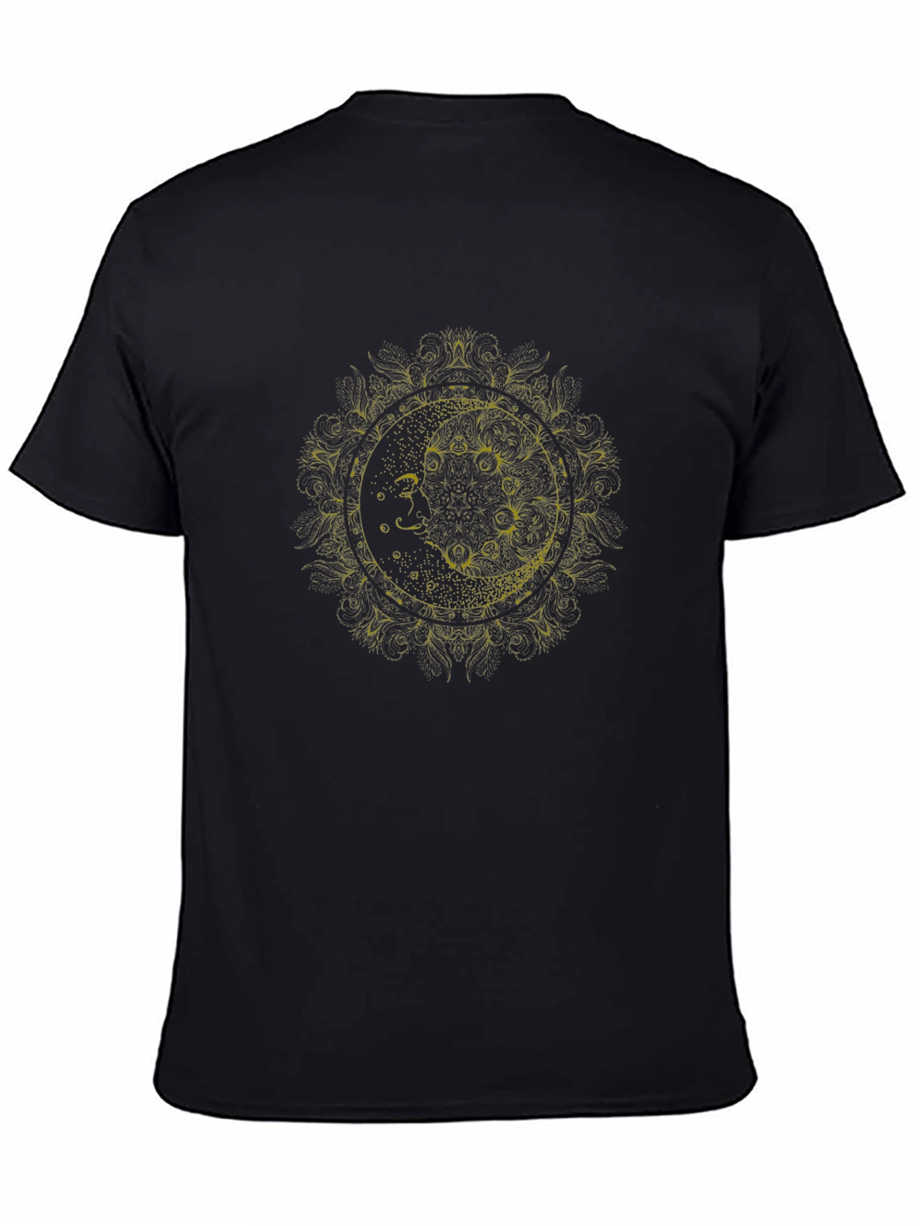 Lunar Mandala Graphic Tee - Soft Black Cotton
