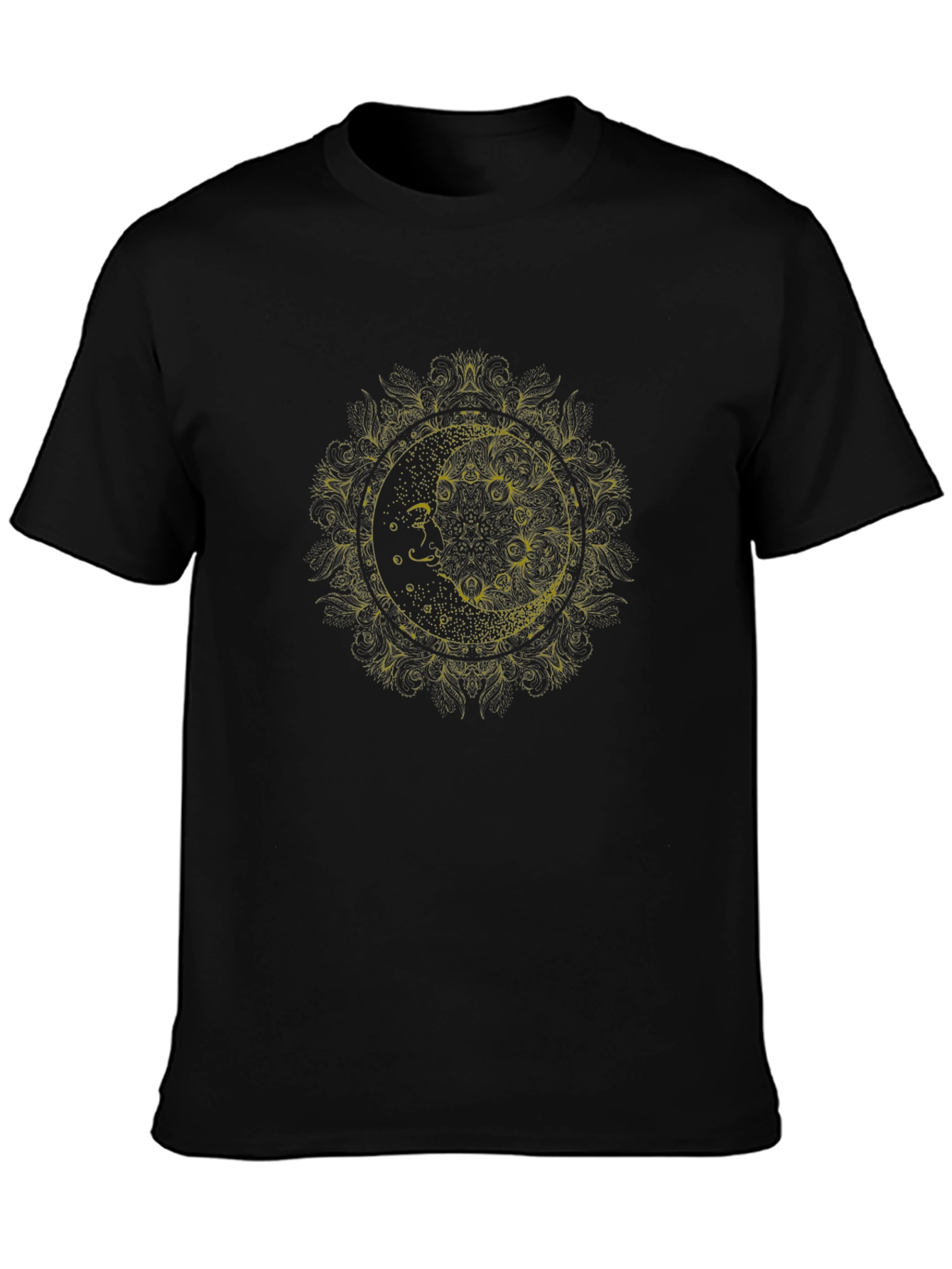 Lunar Mandala Graphic Tee - Soft Black Cotton