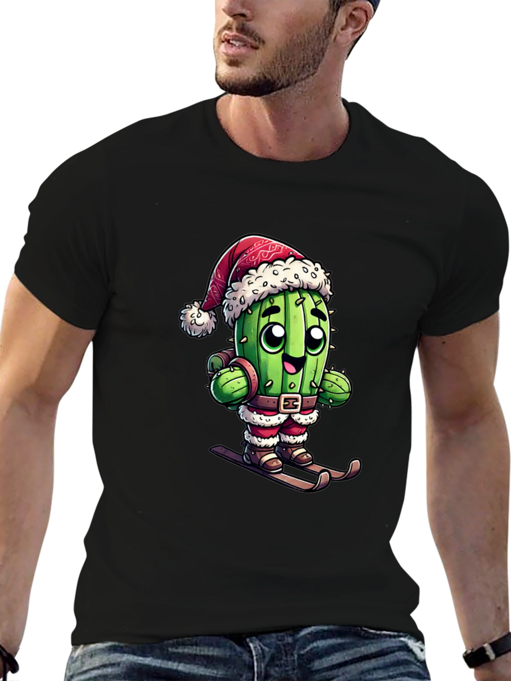 Santa Cactus Ski T-Shirt