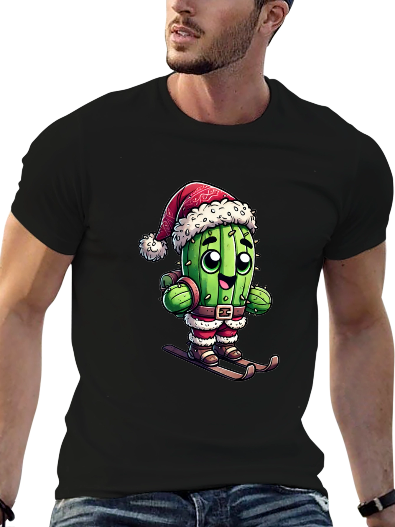 Santa Cactus Ski T-Shirt