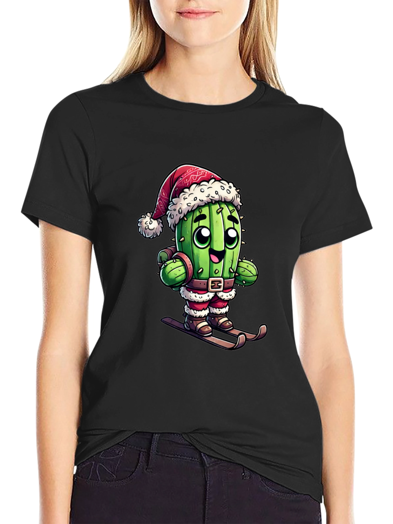 Santa Cactus Ski T-Shirt